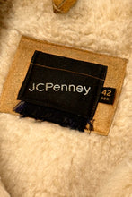 Load image into Gallery viewer, 1970’S JC PENNEY’S THRASHED SHERPA COLLAR COWHIDE LEATHER CROPPED JACKET LARGE
