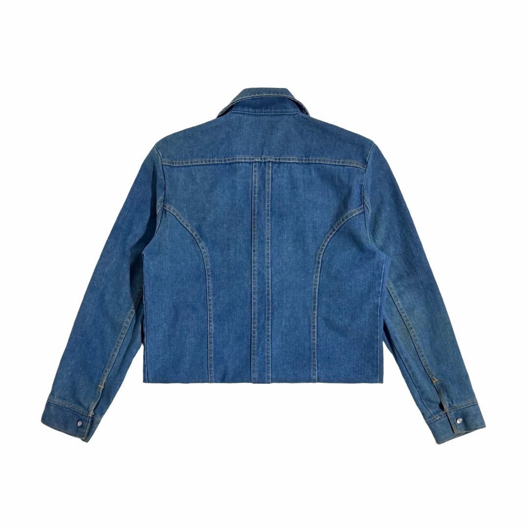 1970’S DO NOTHING BY SEDGEFIELD MADE IN USA CROPPED DENIM WESTERN TRUCKER JACKET LARGE