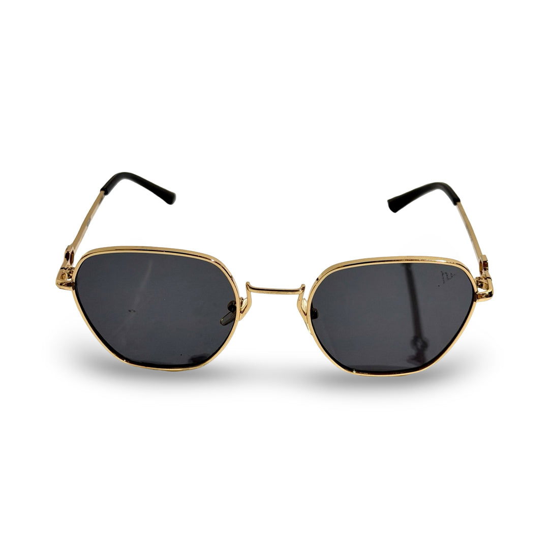 1980’S GOLD FRAME GEOMETRIC BLACK LENS SUNGLASSES