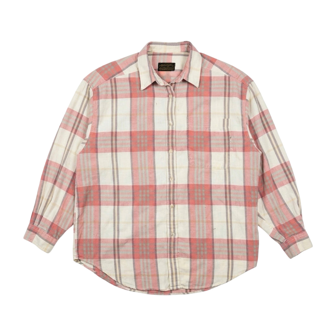 1990’S EDDIE BAUER PLAID FLANNEL L/S B.D. SHIRT LARGE