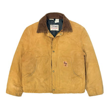 Load image into Gallery viewer, 1990’S WALLS BLIZZARD PRUF®️ MADE IN USA THRASHED &amp; FADED 12/8 CROPPED CORDUROY COLLAR DUCK CANVAS WORKWEAR JACKET LARGE
