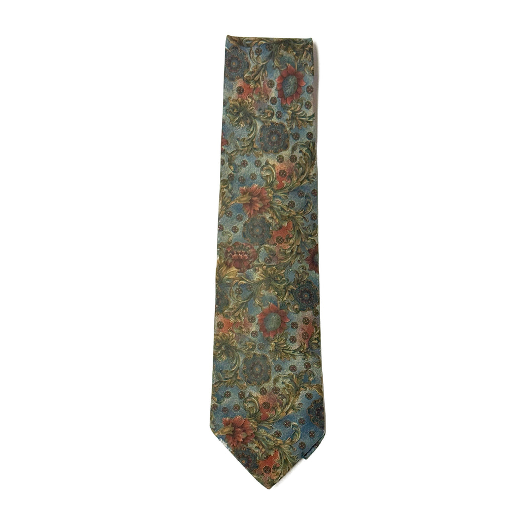 1990’S BILL BLASS MADE IN USA 100% ITALIAN SILK FLORAL HANDMADE TIE