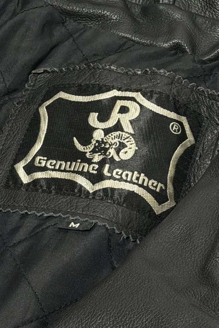 1980's JR genuine leather black tan suede western fringe cropped jacket large