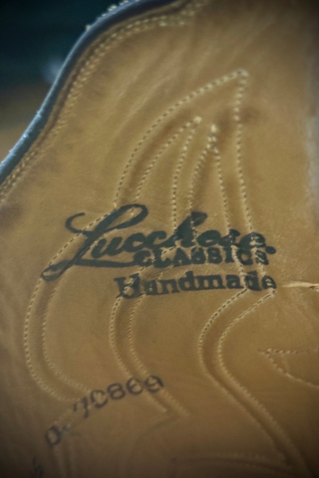 1990’S LUCCHESE CLASSICS HANDMADE IN USA EMBROIDERED BROWN LEATHER COWBOY BOOTS 8.5