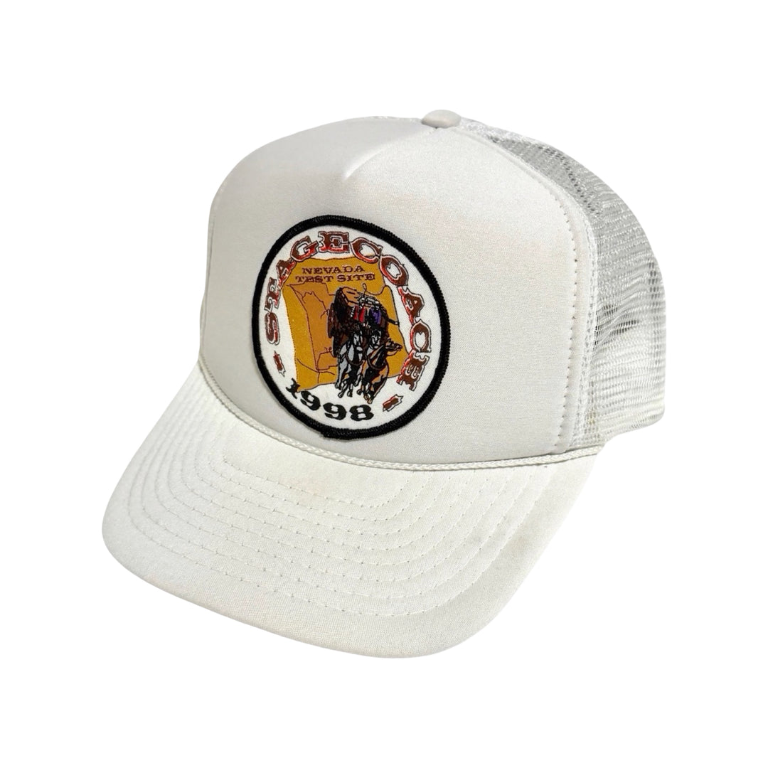 1990’S DEADSTOCK STAGECOACH COWBOY WHITE FOAM &amp; MESH TRUCKER HAT