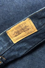 Load image into Gallery viewer, 1970’S LEVI’S 554 ORANGE TAB MADE IN USA DARK WASH HIGH RISE BOOT CUT DENIM JEANS 32 X 32
