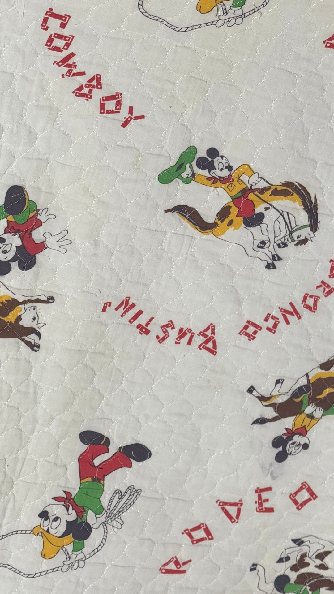 1970’S CUSTOM MADE IN USA MICKEY MOUSE RODEO COWBOY CROPPED WESTERN BLANKET JACKET MEDIUM