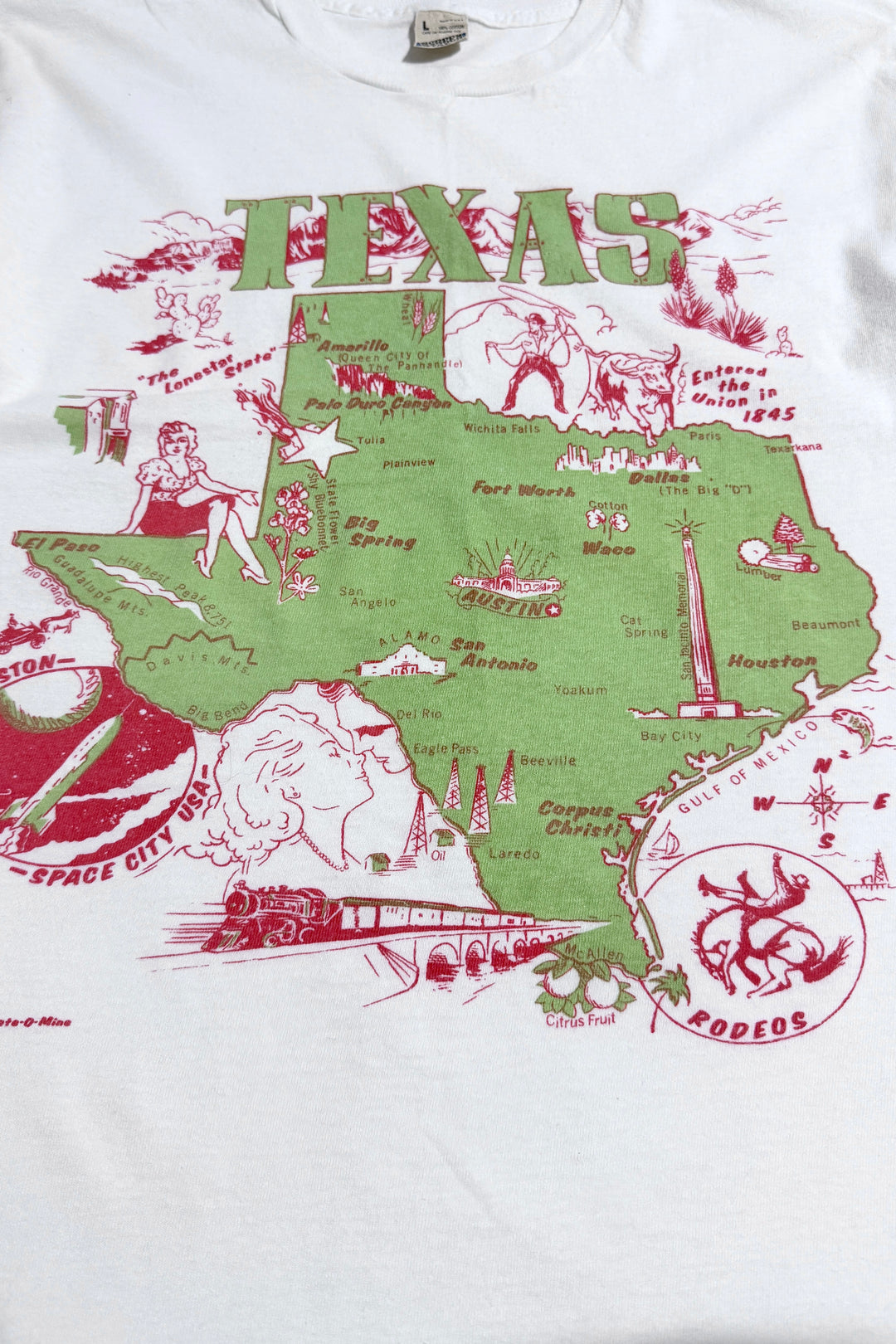 1980’S TEXAS MADE IN USA SINGLE STITCH WHITE JERSEY S/S T-SHIRT LARGE