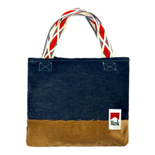 Load image into Gallery viewer, MASK MADE IN USA CONE MILLS DENIM / VINTAGE CORDUROY CONTRAST TOTE BAG
