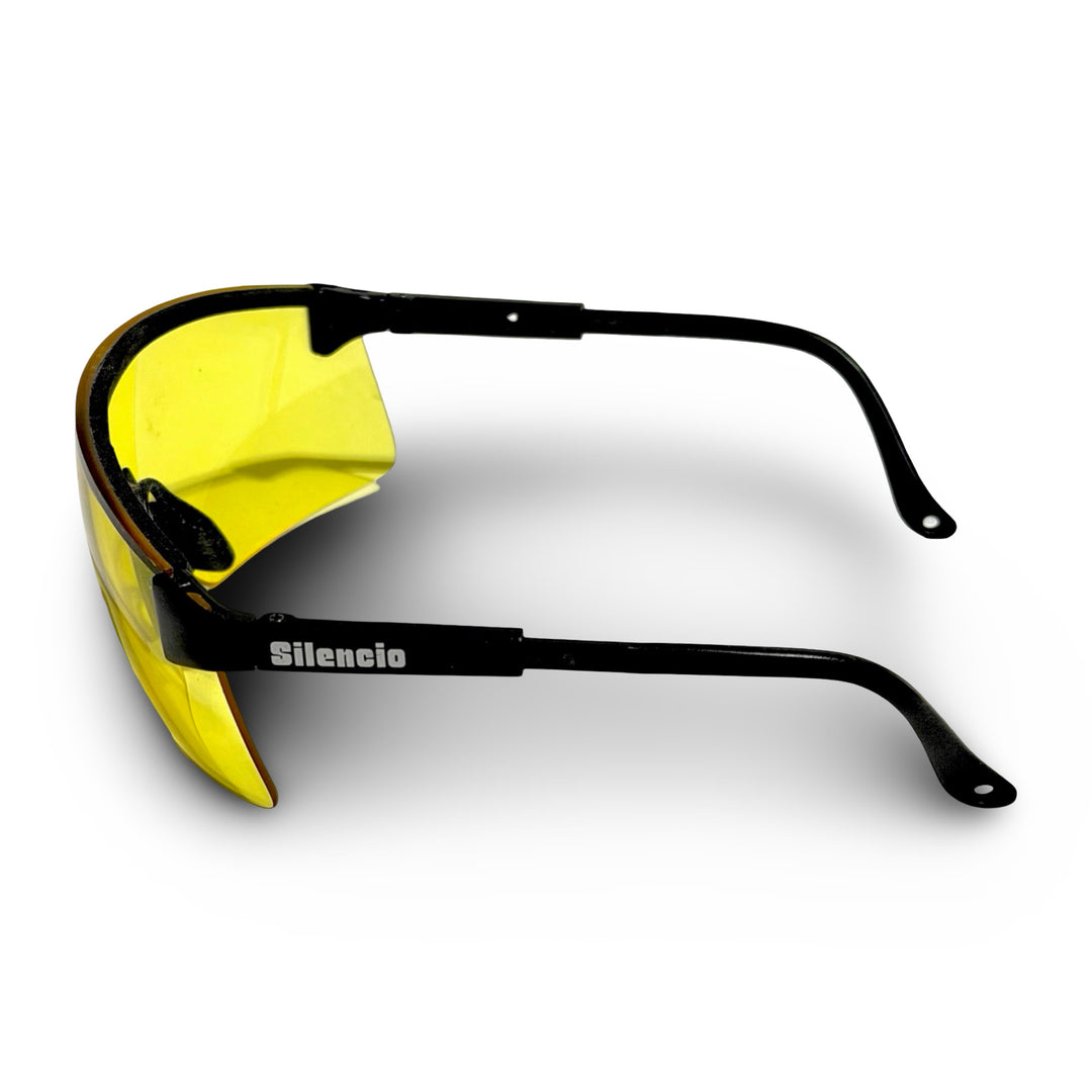 1980’S SILENCIO BLACK FRAME SPORT BLUE BLOCKING YELLOW LENS SHOOTER SUNGLASSES