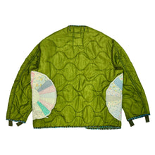 Load image into Gallery viewer, MASK “FLOWER BOMB” HAND CHAINSTITCHED CROPPED MILITARY LINER JACKET LARGE
