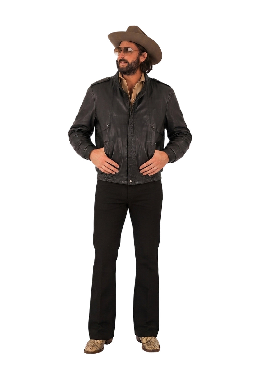1970’S LEATHERS BY JEFFERY MADE IN USA CROPPED BLACK CAFE RACER MOTORCYCLE JACKET MEDIUM