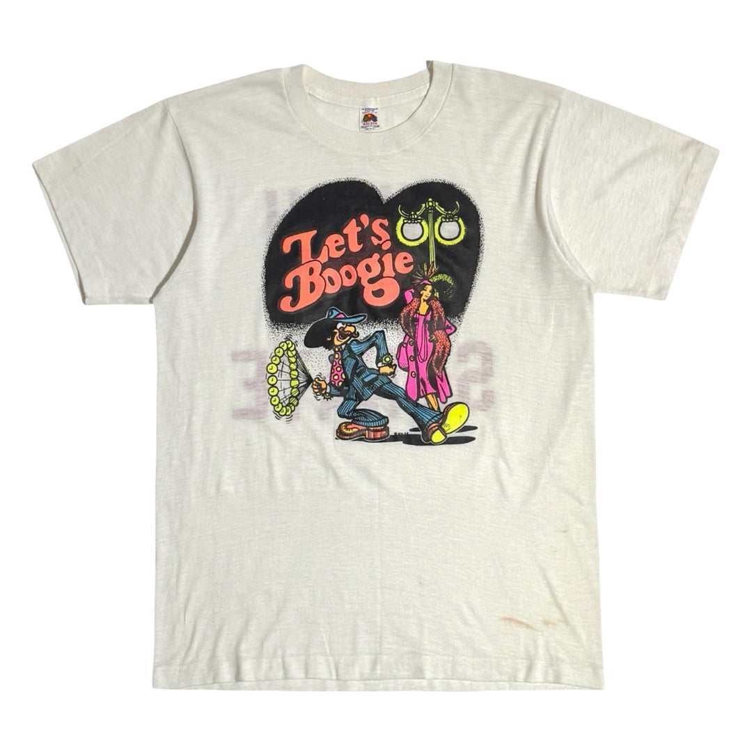 1970’S ROACH STUDIOS MADE IN USA WIZ “LET’S BOOGIE” HEADSHOP SCREENPRINTED S/S T-SHIRT MEDIUM