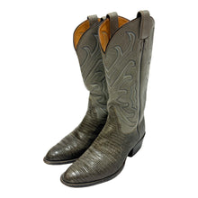 Load image into Gallery viewer, 1980’S TONY LAMA MADE IN USA LIZARD LEATHER GRAY COWBOY BOOTS 9
