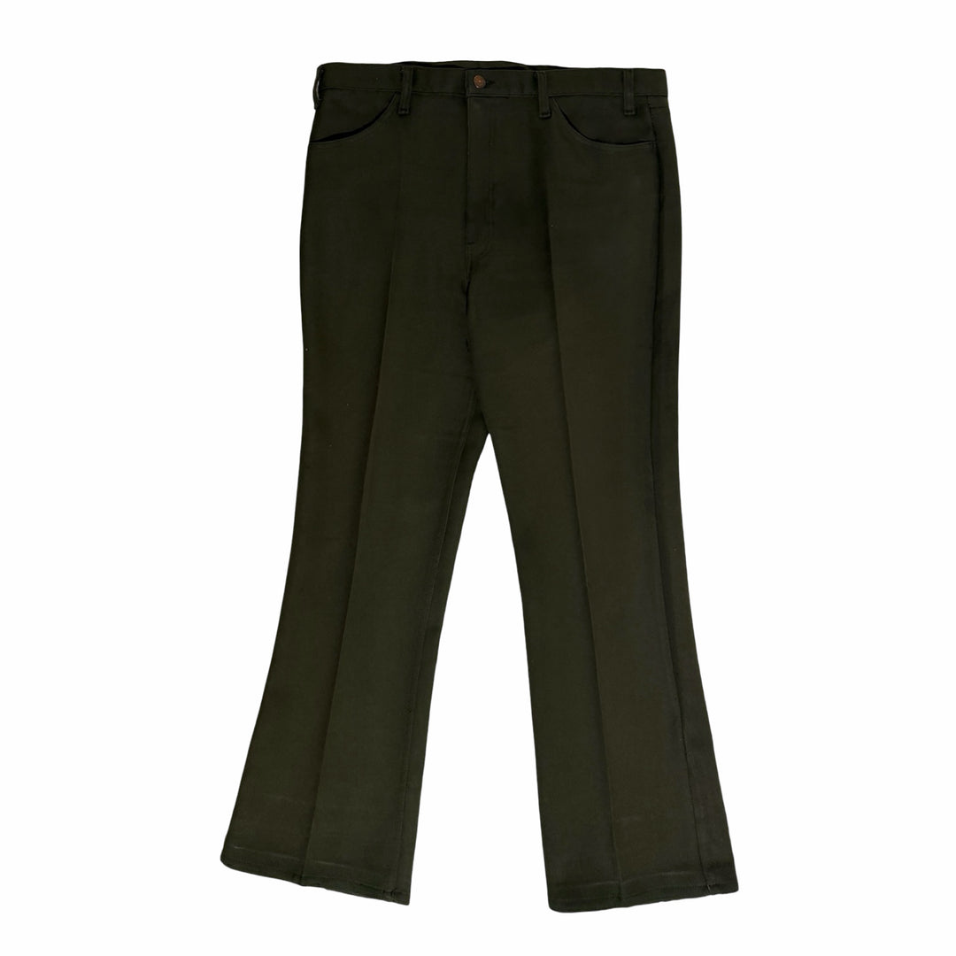 1970’S LEVI’S 517 STAPREST MADE IN USA DARK OLIVE BOOTCUT WESTERN PANTS 36 X 30