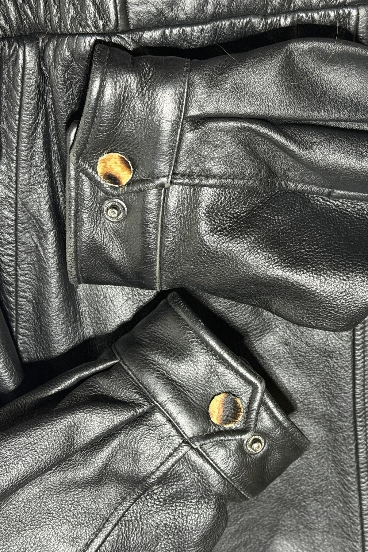 1990's black leather cropped bomber jacket large
