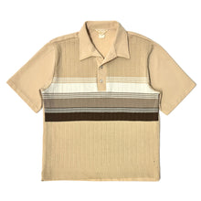 Load image into Gallery viewer, 1960’S STYLED IN CALIFORNIA MADE IN USA CROPPED STRIPED KNIT S/S B.D. SHIRT MEDIUM
