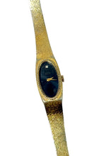 Load image into Gallery viewer, 1980’S SEIKO DIAMOND BLACK FACE GOLD TONE WOMEN’S WRISTWATCH
