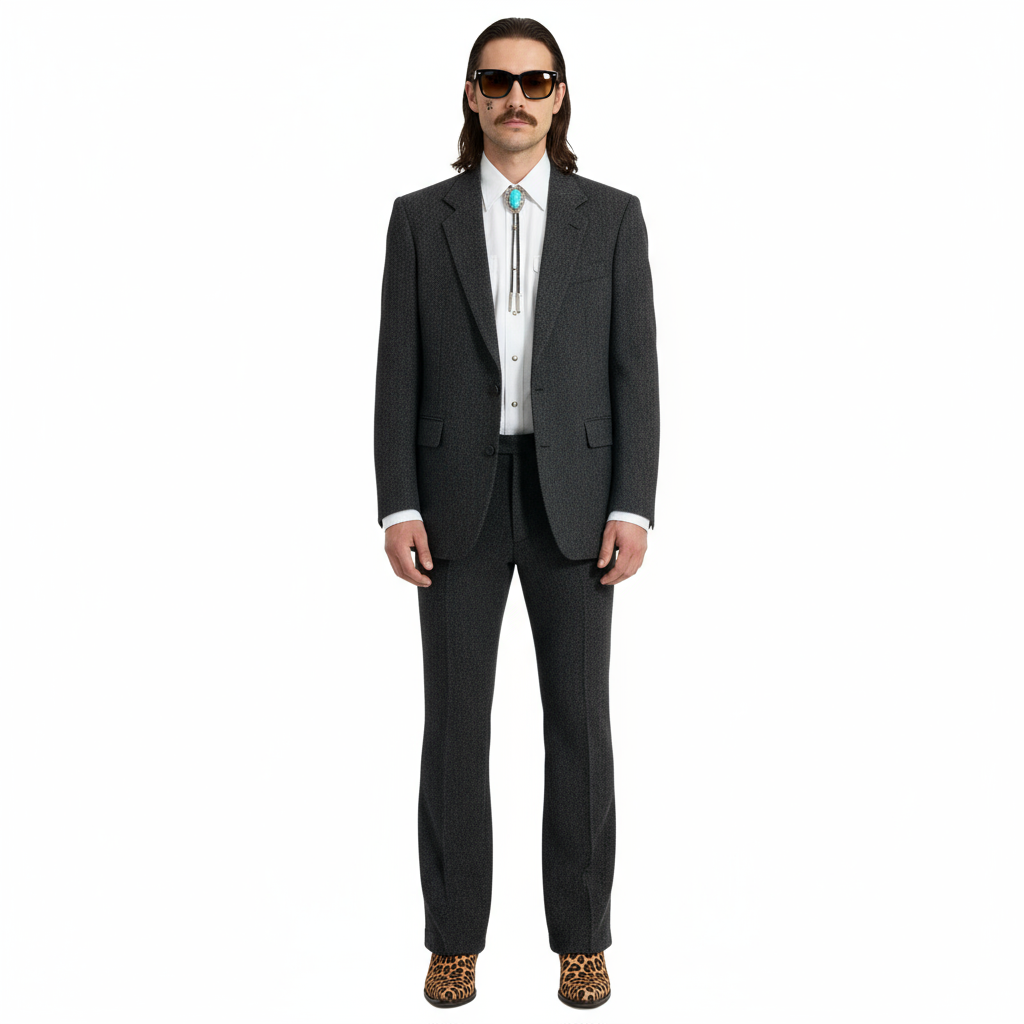 1990’S CIRCLE MADE IN USA HERRINGBONE TWEED WESTERN BLAZER SUIT JACKET 42R