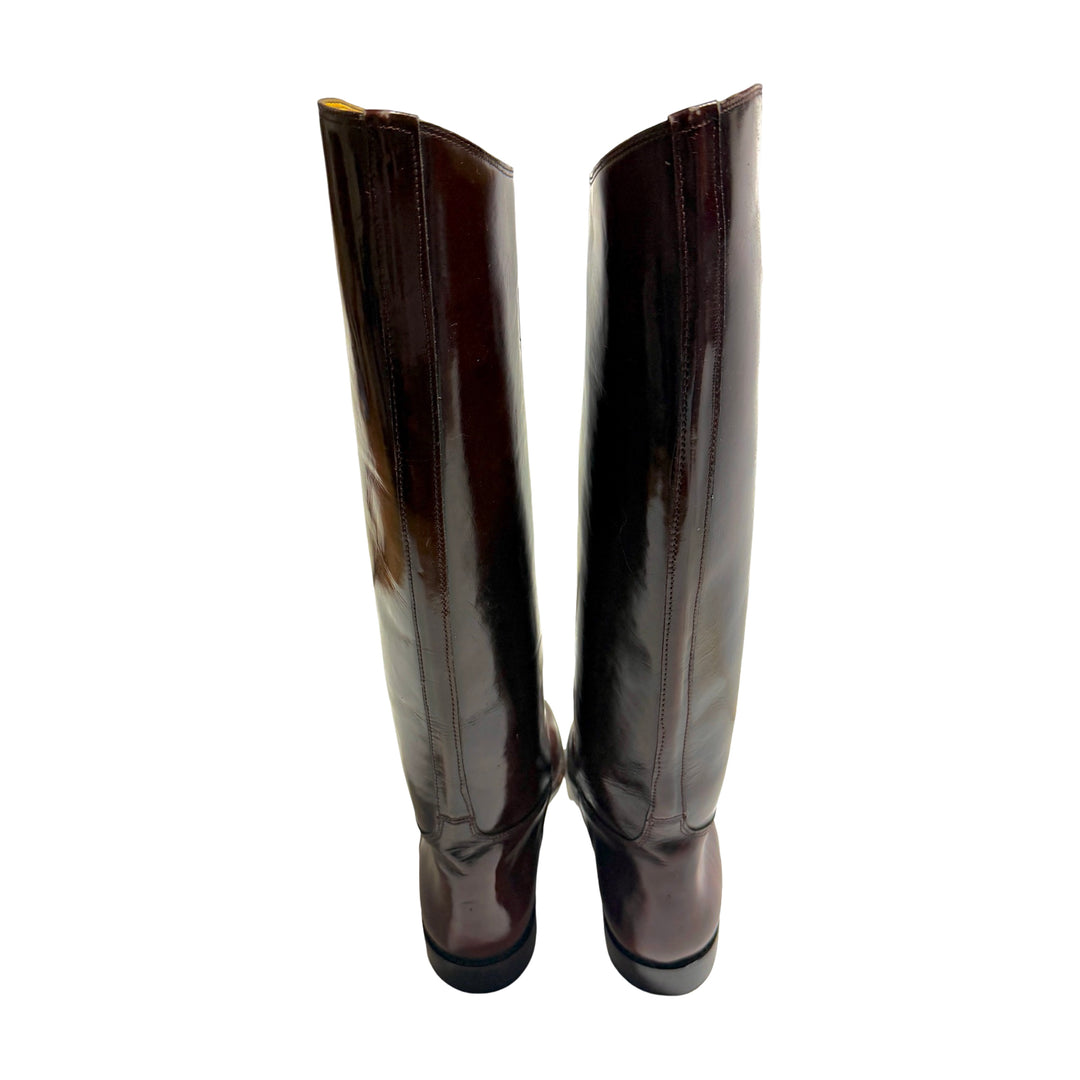 1970’S DEADSTOCK BESPOKE MADE IN ENGLAND HIGH GLOSS SHINE LEATHER EQUESTRIAN ENGLISH HORSE RIDING BOOTS 11