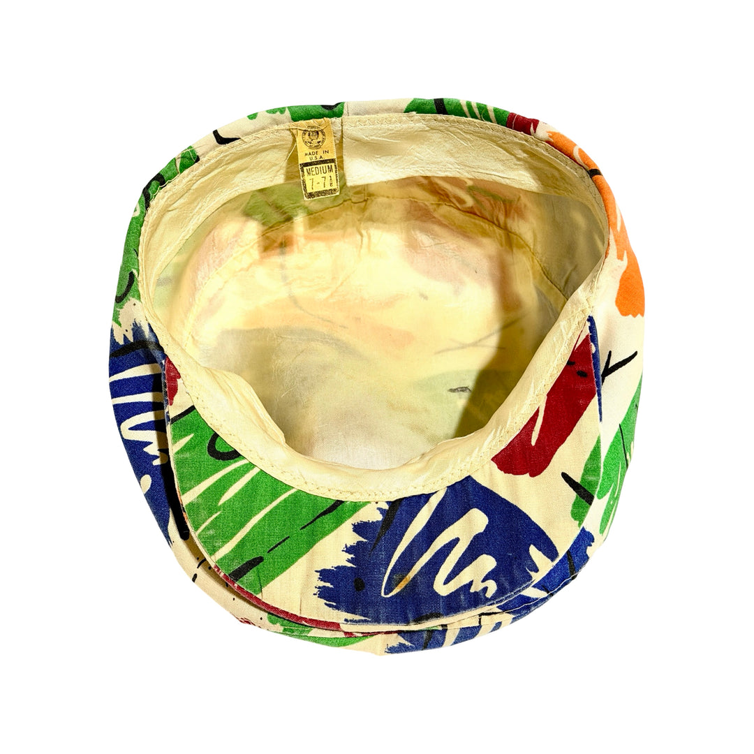 1980’S UNITED HATTERS UNION MADE IN USA ABSTRACT PRINT NEWSBOY HAT MEDIUM