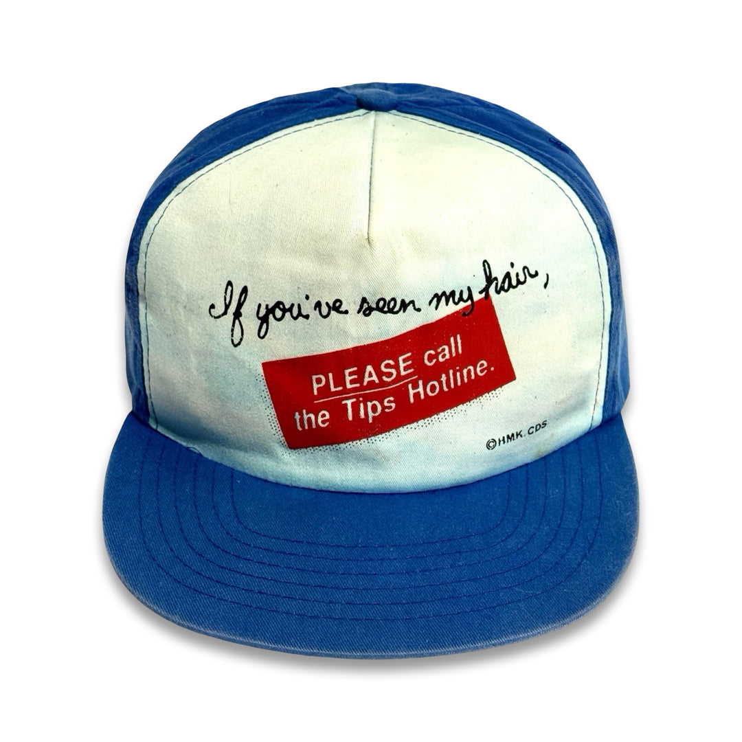 1980’S HAIR TODAY, GONE TOMORROW WHITE / BLUE TRUCKER HAT