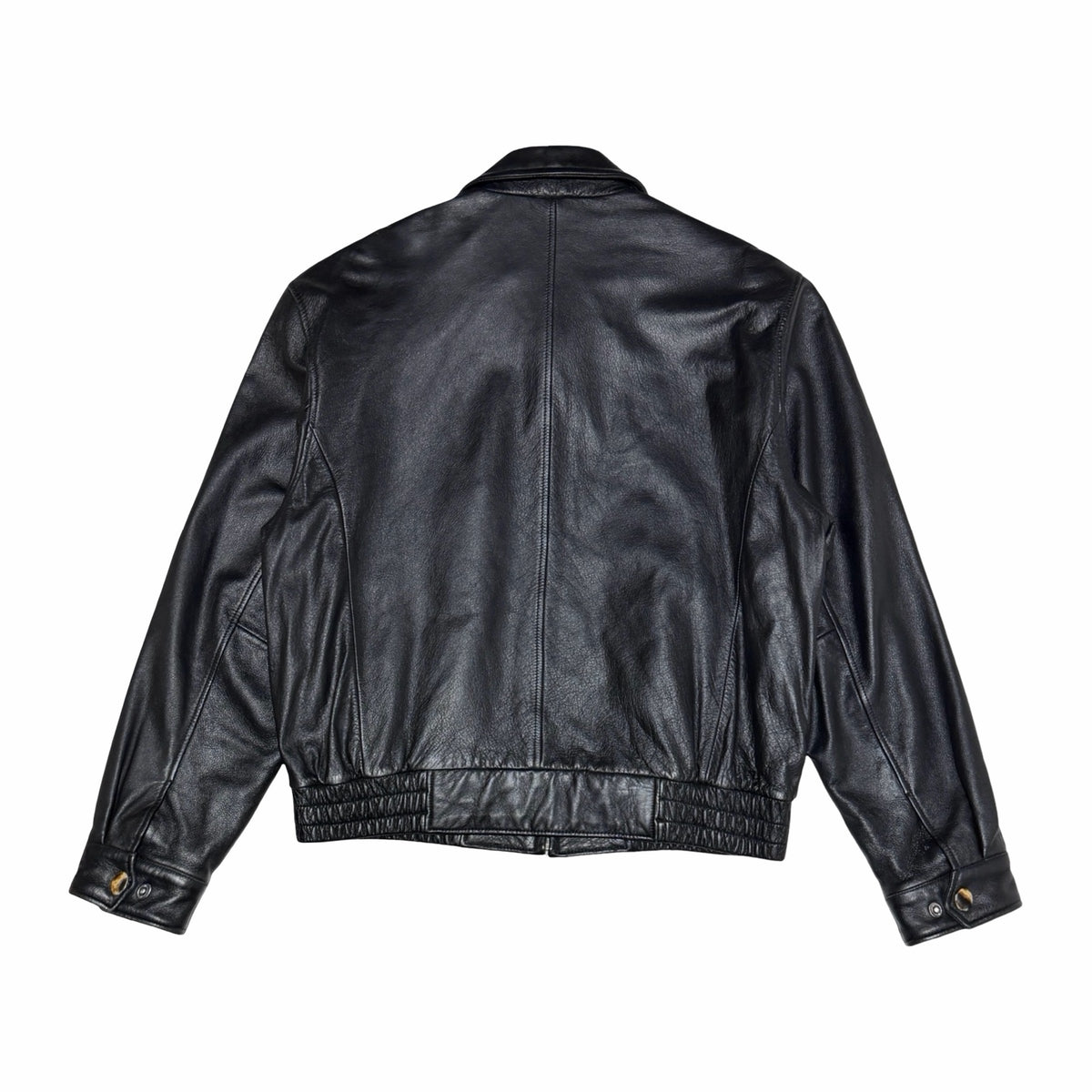 1990's black leather cropped bomber jacket large