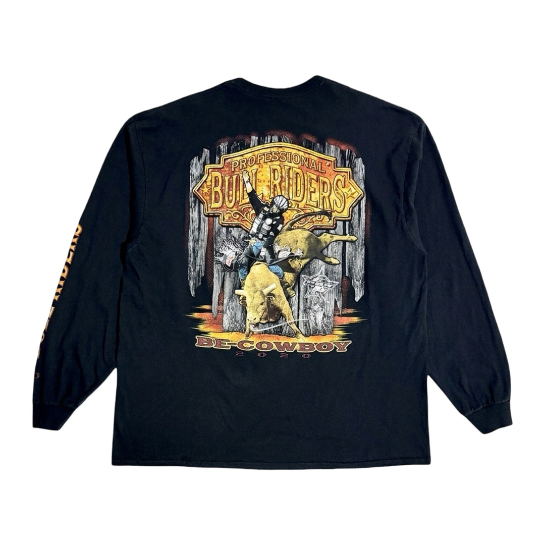 2000’S PROFESSIONAL BULLRIDERS BE A COWBOY FADED BLACK L/S T-SHIRT X-LARGE