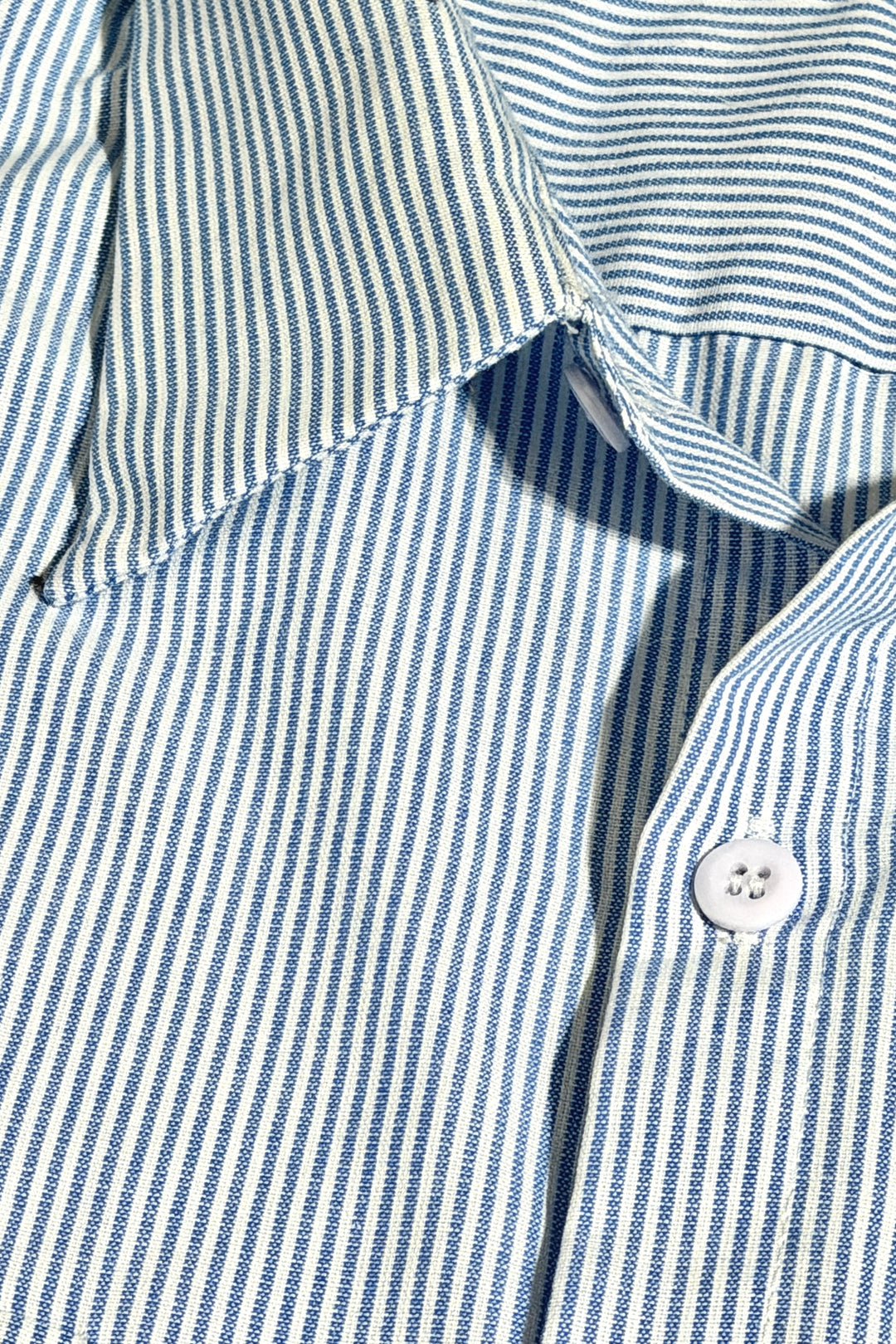 1970’S SANTA FE RAILYWAYS HICKORY STRIPE OXFORD S/S B.D. SHIRT X-LARGE