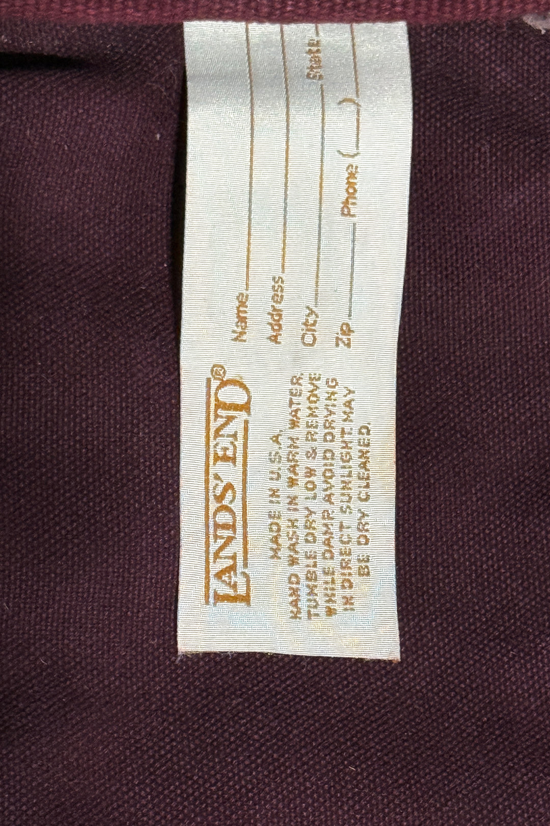 1980’S LANDS’ END MADE IN USA SQUARE RIGGER MAROON LUGGAGE BAG