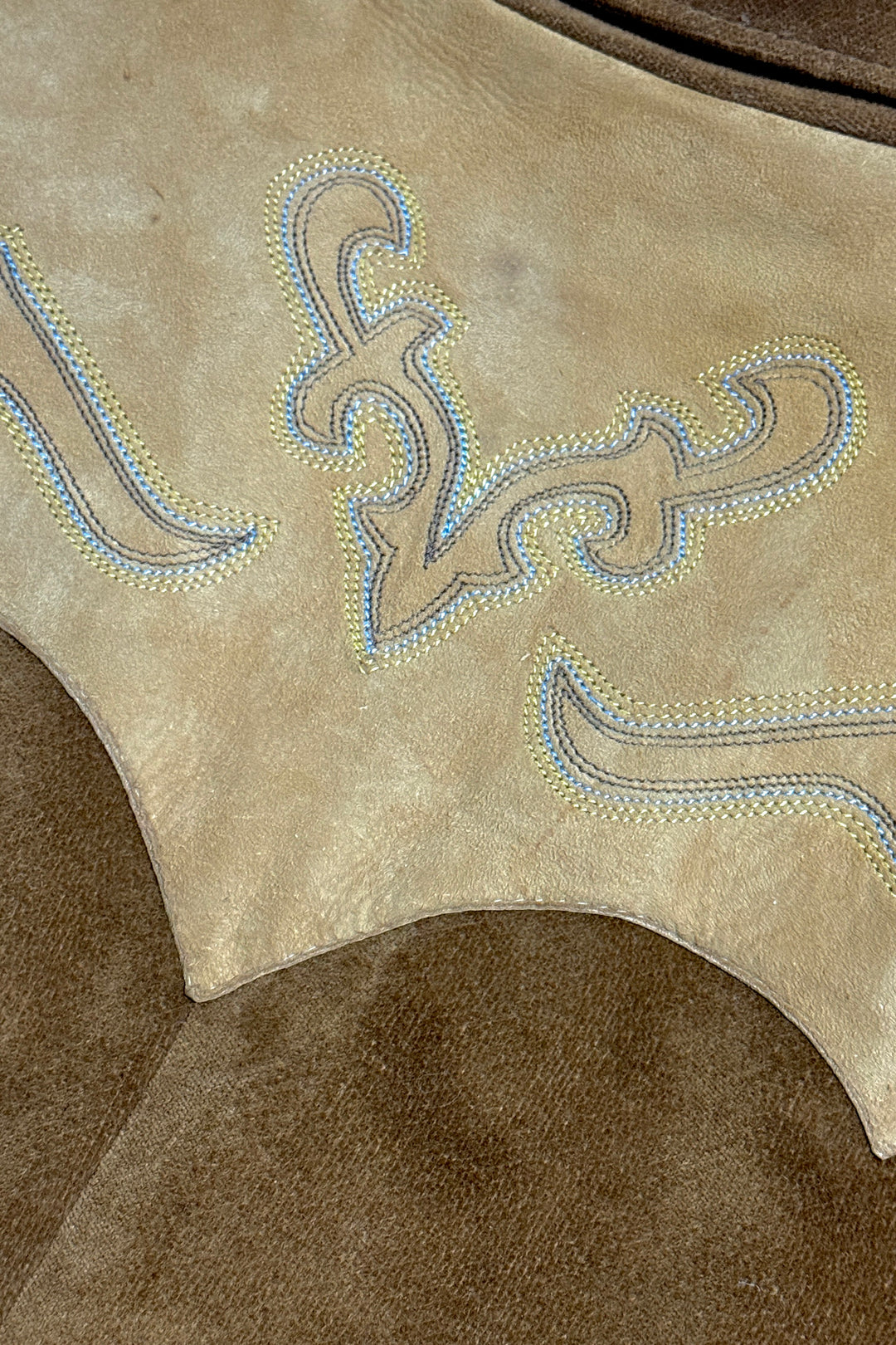 1970’S BRAD WHITNEY MADE IN USA WESTERN EMBROIDERED SUEDE LEATHER YOKE VELOUR BLAZER SUIT JACKET 44R