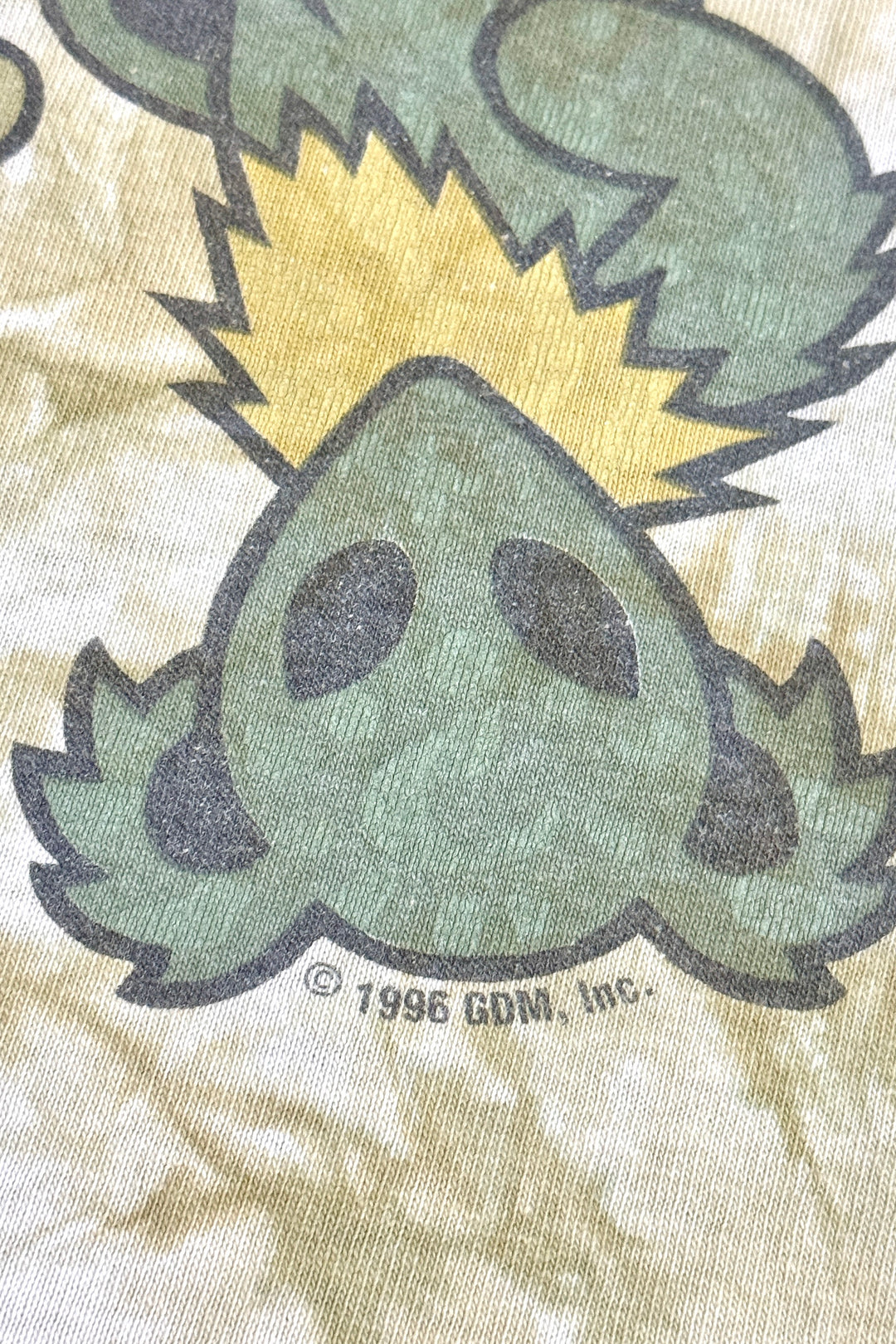 1990’S GRATEFUL DEAD MADE IN USA FADED & REPAIRED ALIEN BEAR SPIRAL TIE DYE S/S T-SHIRT X-LARGE