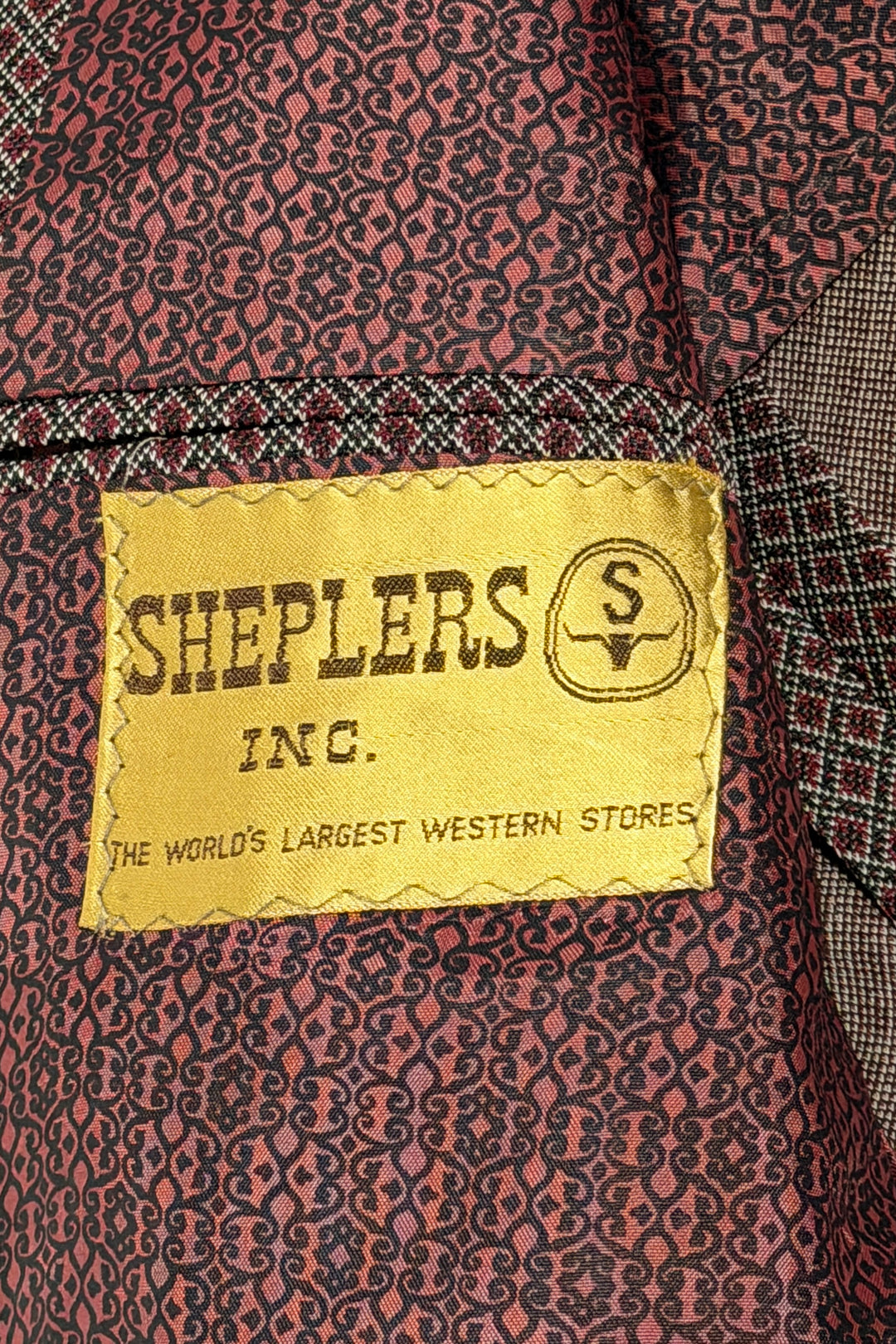 1960’S SHEPLERS UNION MADE IN USA RED PATTERNED KNIT WESTERN SUIT JACKET 40R