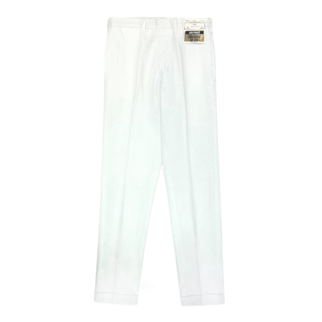 1970’S DEADSTOCK LEE LEESURES UNION MADE IN USA WHITE FLAT FRONT CHINO WORKWEAR PAINTER PANTS 28 X 28