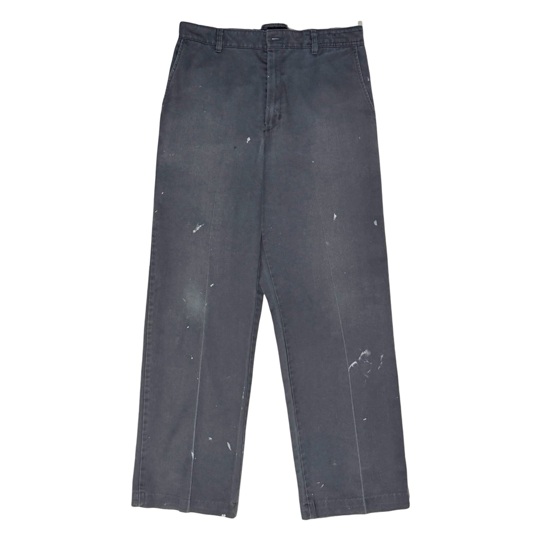1990’S RED KAP THRASHED &amp; FADED DARK GRAY TWILL WORKWEAR CHINO PANTS 32 X 32