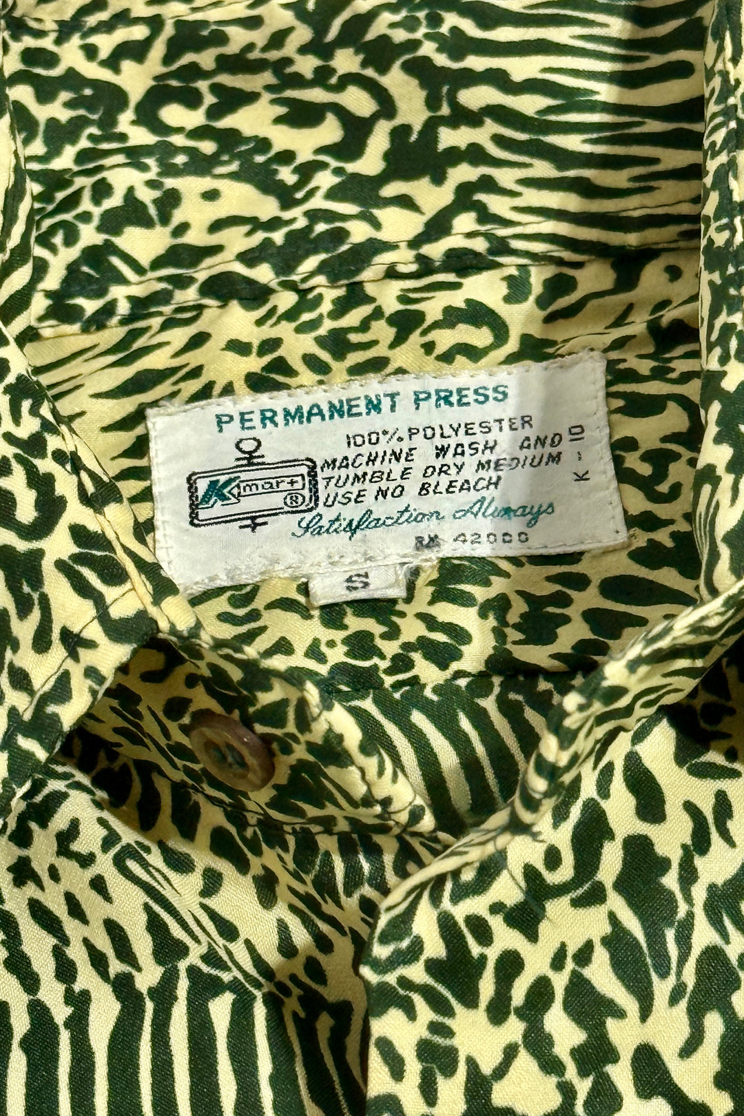 1970’S KMART MADE IN USA ANIMAL PRINT DISCO L/S B.D. SHIRT SMALL