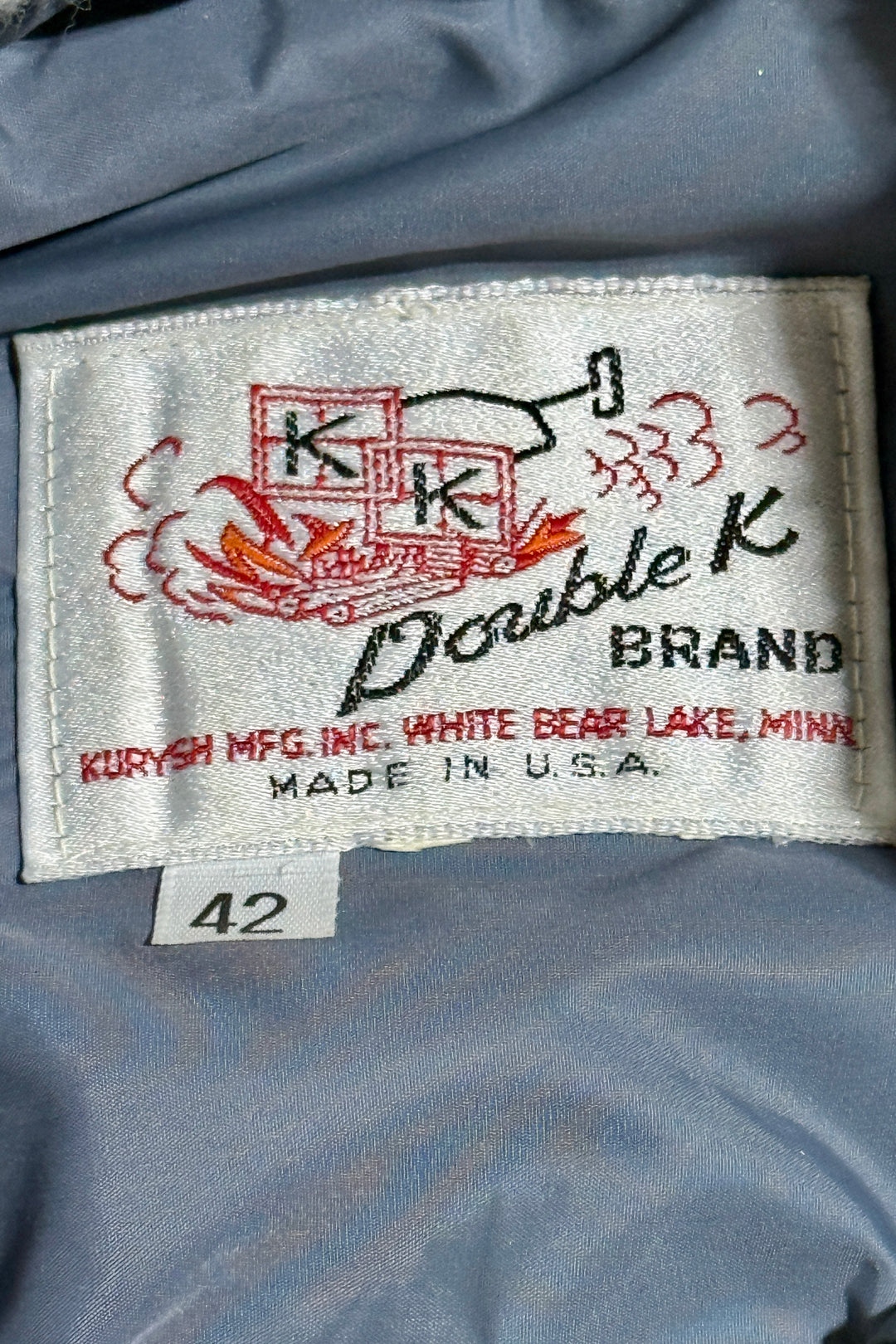 1970’S DOUBLE K BRAND MADE IN USA CROPPED CONTRAST YOKE SHERPA COLLAR WESTERN PUFFER JACKET LARGE