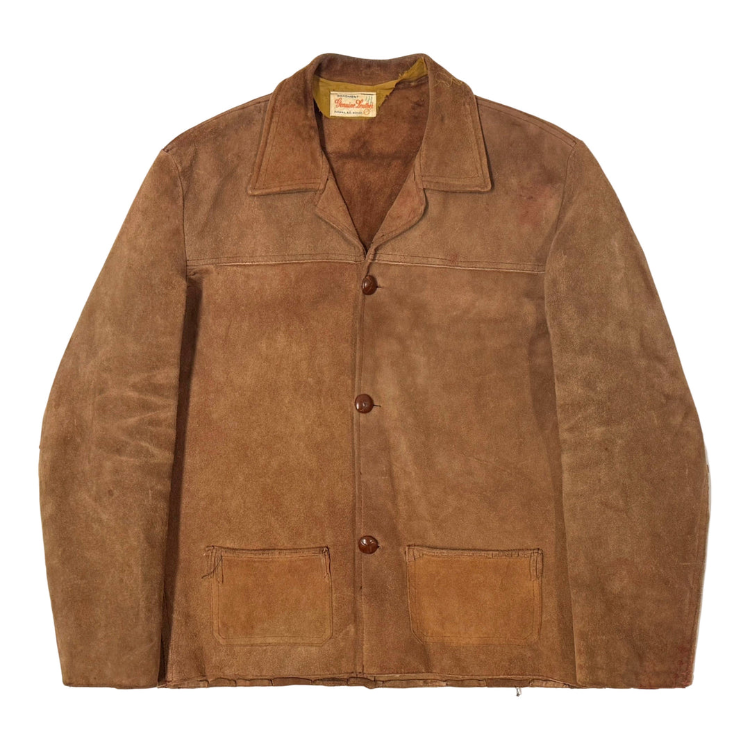 1960’S WESTERN SUEDE MADE IN USA CROPPED SHERPA LEATHER JACKET LARGE