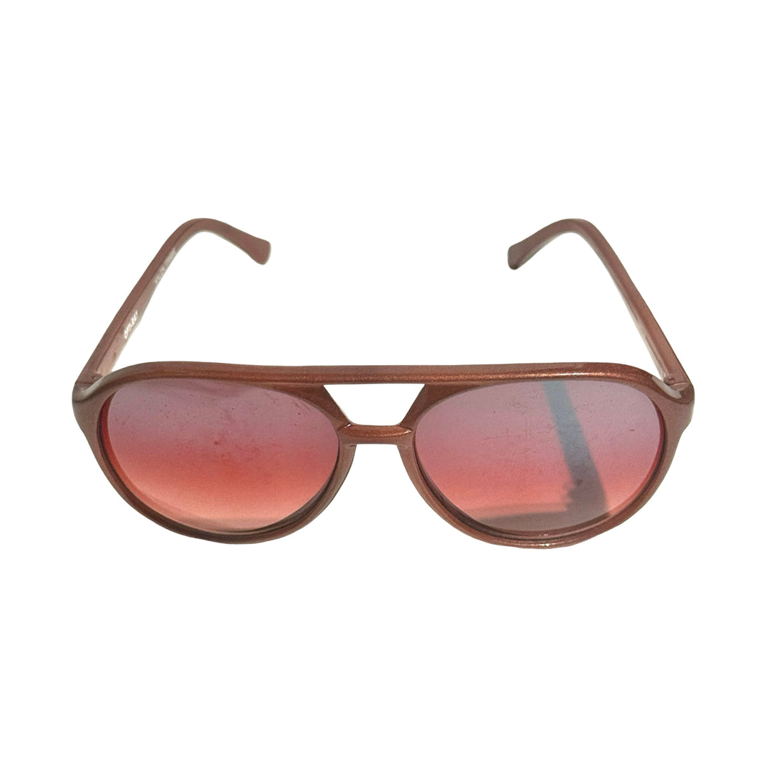 1970’S OPTI-RAY MADE IN USA BRONZE FRAME ROSE SUNSET LENSE AVIATOR SUNGLASSES