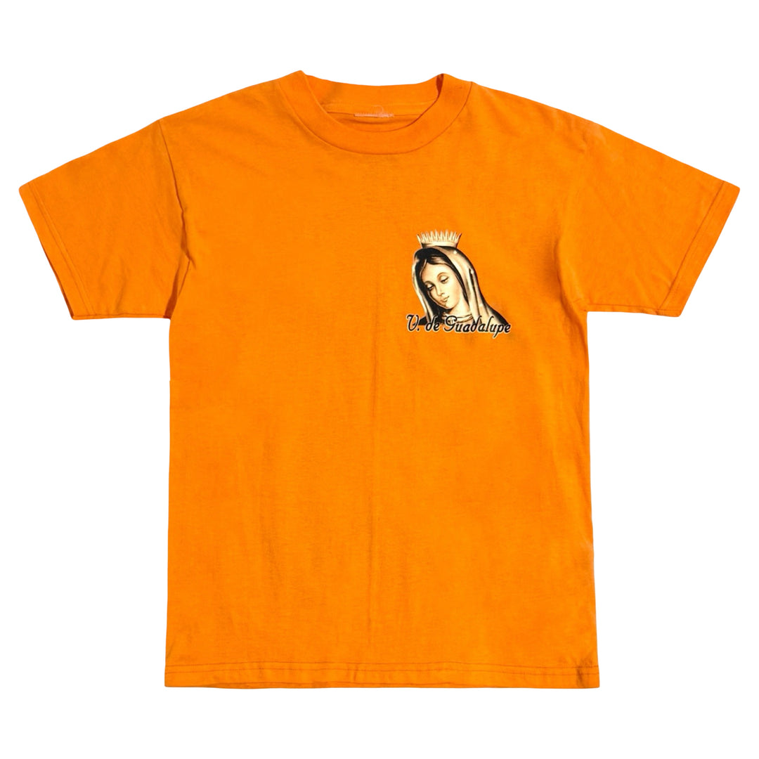 1990’S DEADSTOCK CROPPED VIRGEN DE GUADALUPE DUAL PRINT S/S T-SHIRT SMALL / YOUTH XL
