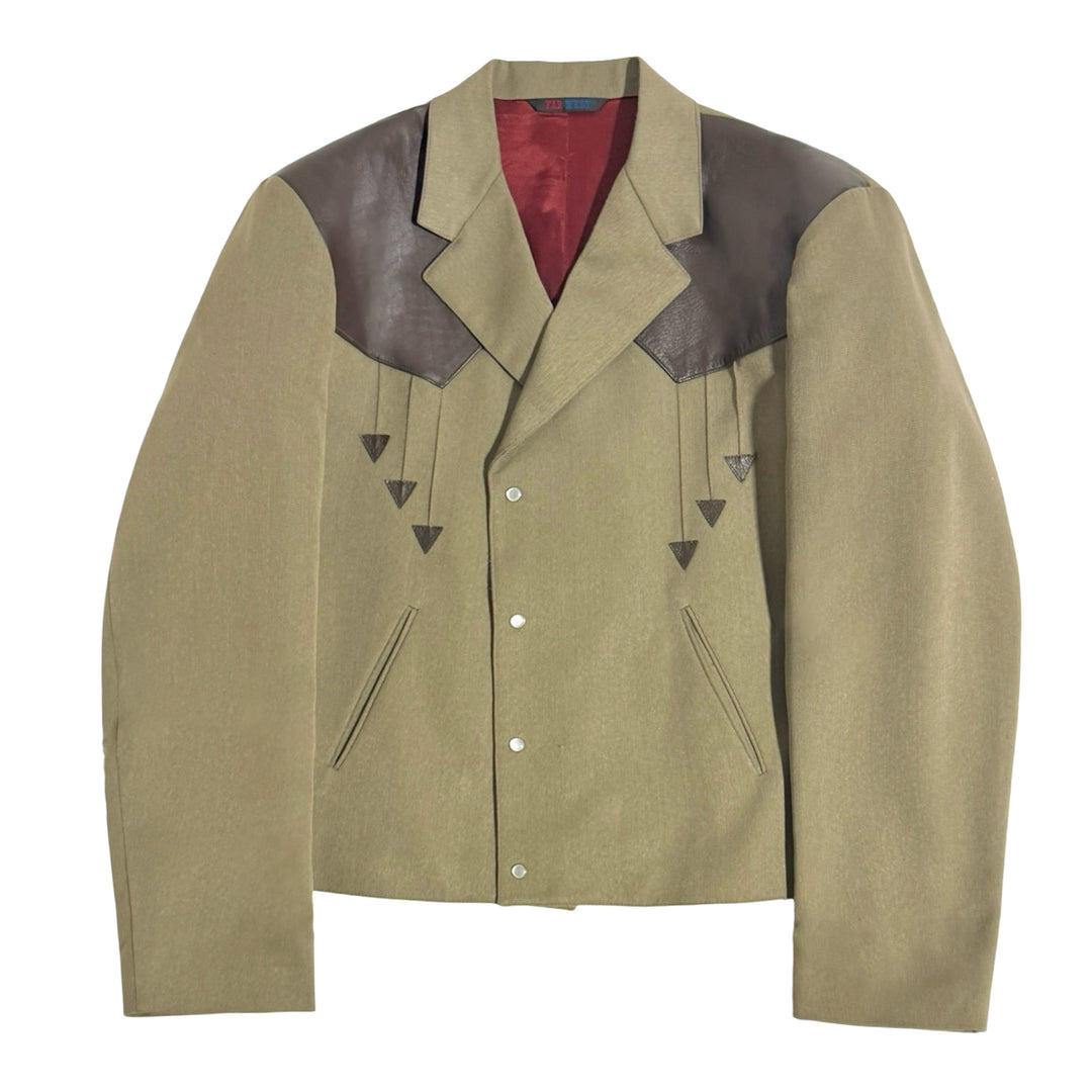 1980’S FAR WEST MADE IN USA CROPPED LEATHER PANEL YOKE WESTERN SUIT 44R