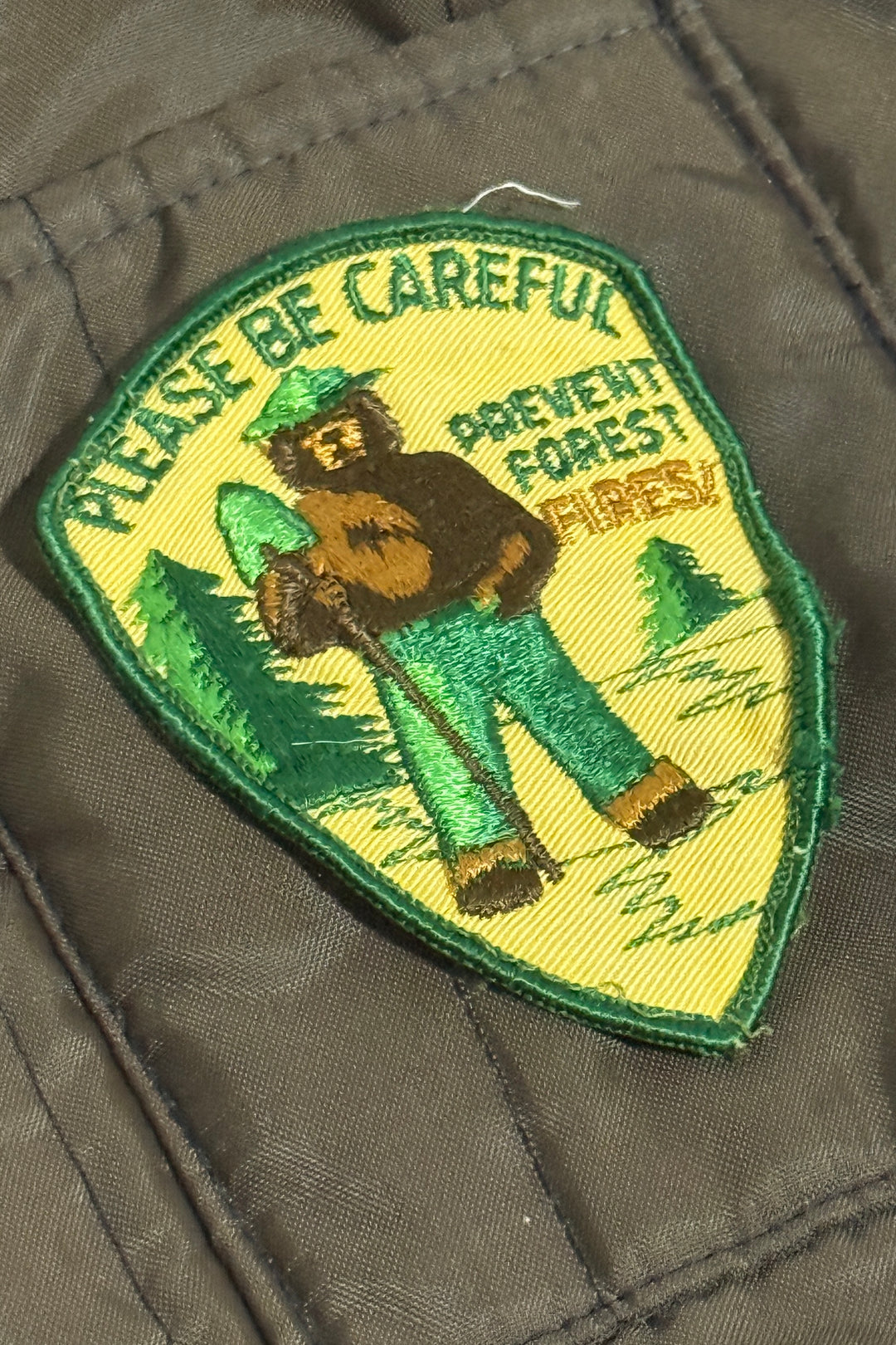 1970’S SMOKEY THE BEAR MADE IN USA SHERPA COLLAR INSULTED JUMPSUIT LARGE