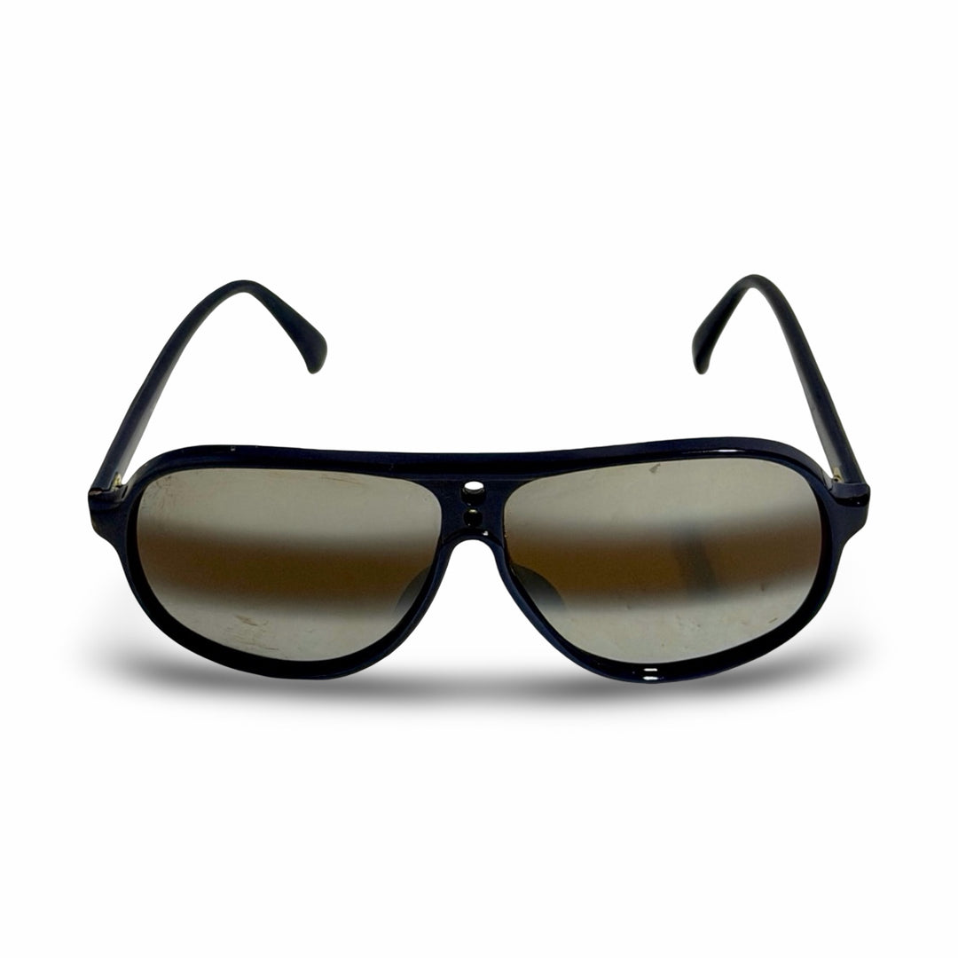 1970’S MIRRORED AVIATOR MADE IN JAPAN POLARIZED SMOKEY LENS BLUE FRAME SUNGLASSES