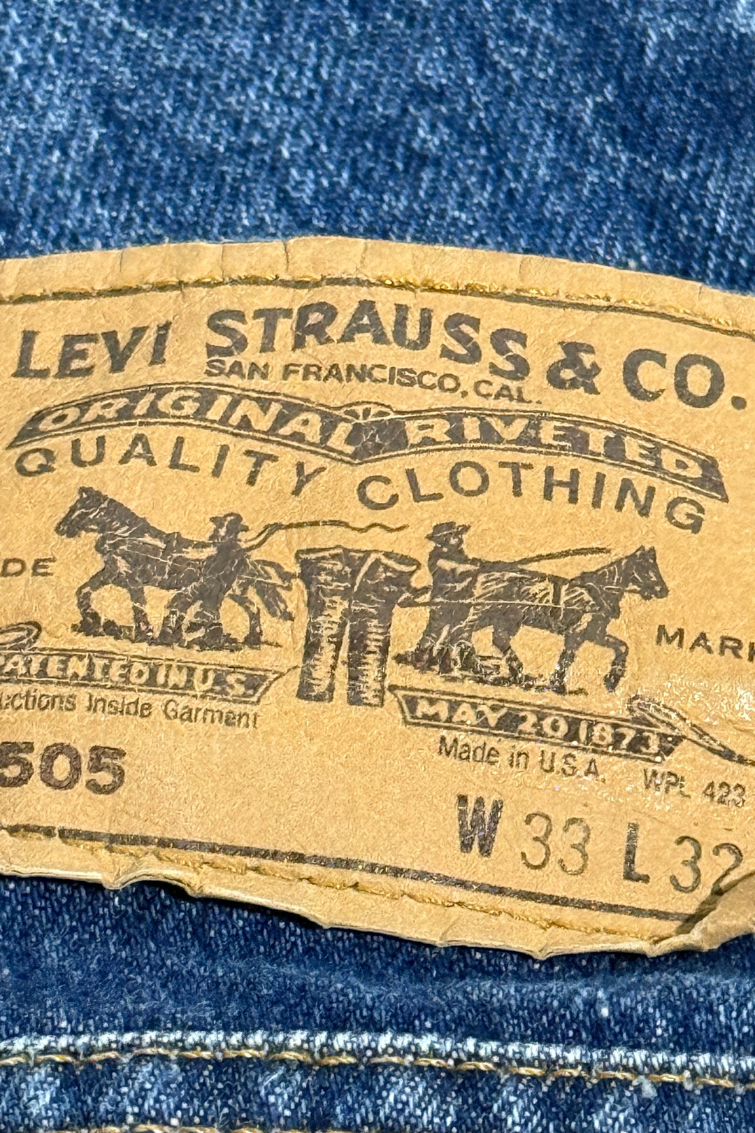 1980’S LEVI’S ORANGE TAB 505 MADE IN USA FADED MEDIUM WASH DENIM JEANS 32 X 30