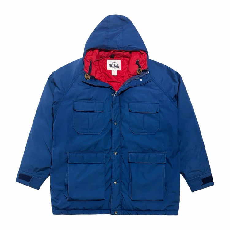 1970's Woolrich royal blue down filled hooded parka x-large