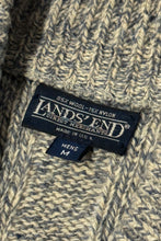 Load image into Gallery viewer, 1990’S LANDS’ END MADE IN USA LEATHER ELBOW PATCH KNIT CARDIGAN SWEATER MEDIUM
