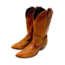 Load image into Gallery viewer, 1980’S CODE WEST BY DAN POST MADE IN USA WESTERN CUT OUT PANEL LEATHER COWBOY BOOTS 9.5
