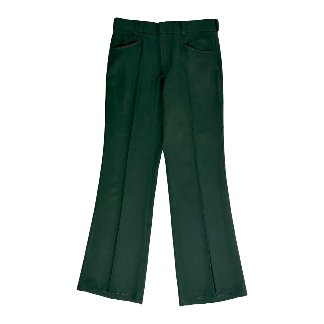 1970’S SEARS KING ROAD MADE IN USA DARK GREEN KNIT FLARED LEG DISCO PANTS 32 X 32