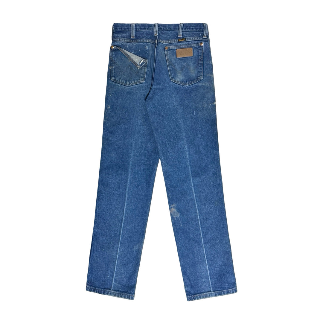 1990’S WRANGLER 936 MADE IN USA THRASHED & FADED WESTERN BOOTCUT DENIM JEANS 30 X 32