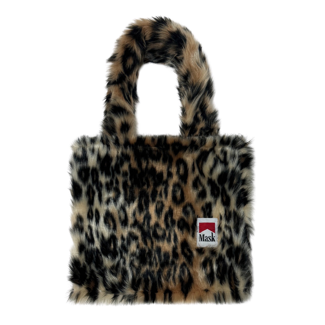 MASK CUSTOM HANDMADE LEOPARD PRINT FURRY TOTE BAG